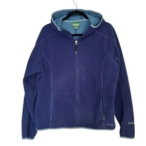 L.L. Bean Women’s Polartec Windbloc Blue Fleece XLarge Zip Up Jacket with Hood